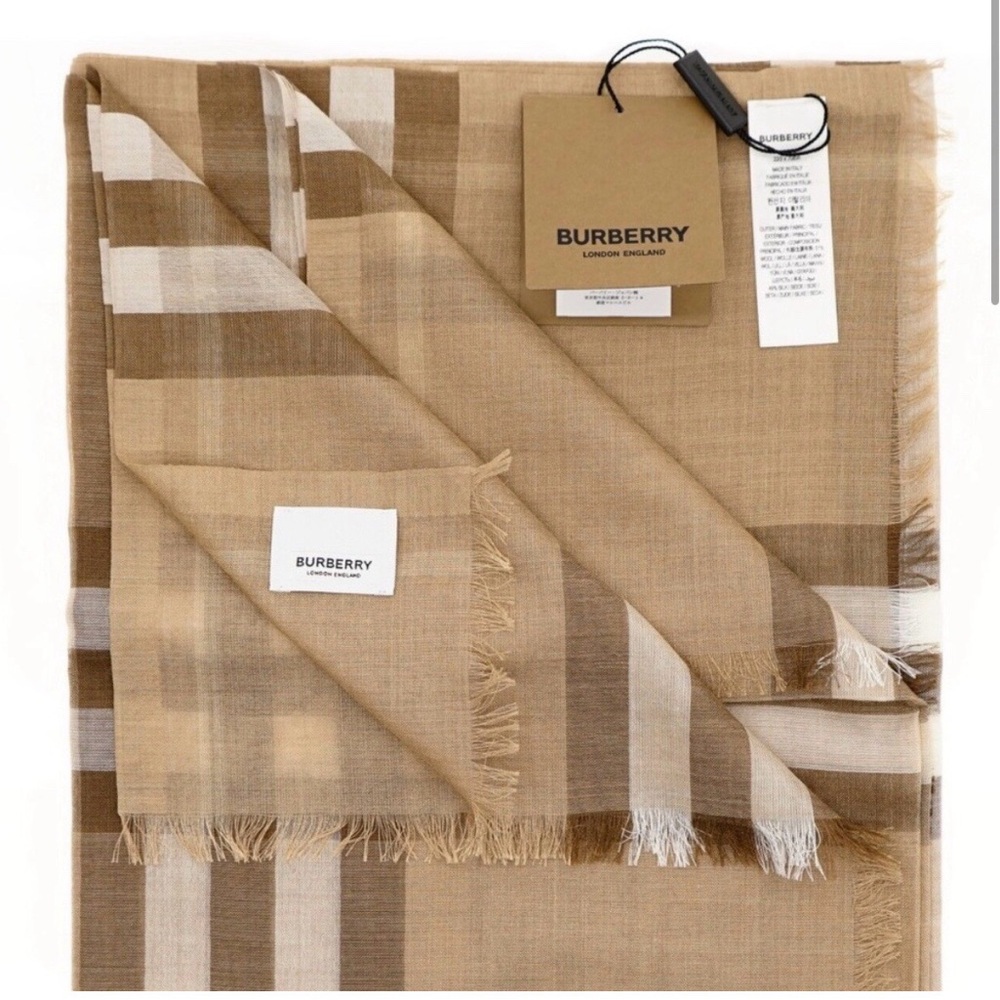 Burberry Tan Plaid Scarf - Picture 5 of 9